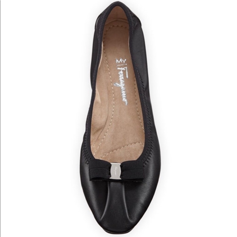 Ferragamo black ballet flats with bow